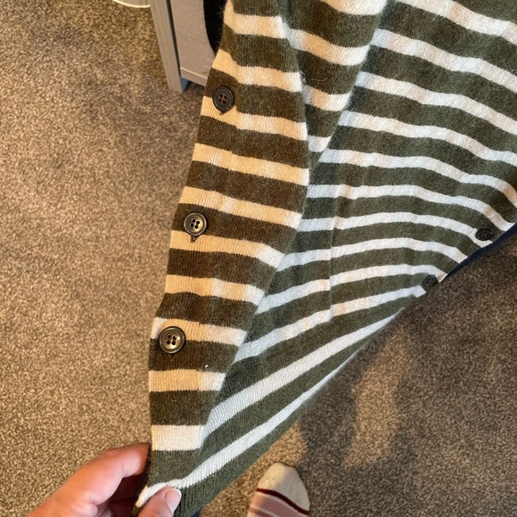 J. Crew Striped Sweater with Side Button and  Elbow Patch detail - Picture 7 of 11